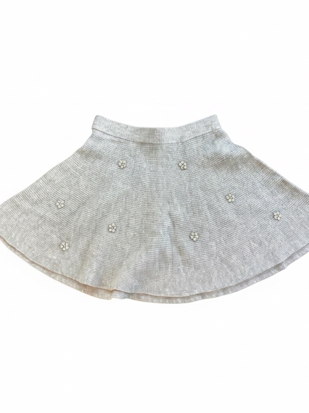 NWT Free Assembly Gray Knit Skater Skirt Floral Detail Size S